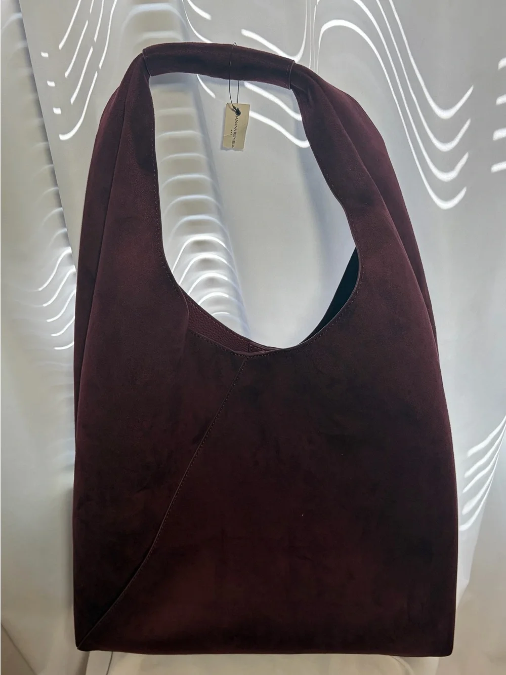 NWT BANANA REPUBLIC Vegan  Suede Hobo Bag in Dark Wine